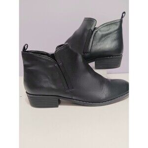 American Reg Cie Black Faux Leather Zip Ankle Boots Sz 8.5M